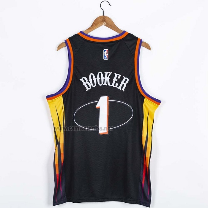 Camiseta Phoenix Suns Devin Booker #1 75th Anniversary 2022 Negro